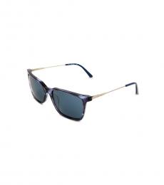 Calvin Klein Gold Blue Rectangular Sunglasses