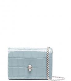 Alexander McQueen Light Blue Skull Mini Crossbody Bag