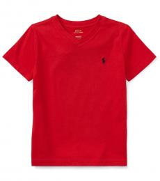 Little Boys Red V-Neck T-Shirt