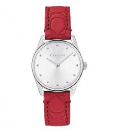 Coach Red Silver Dial Watch