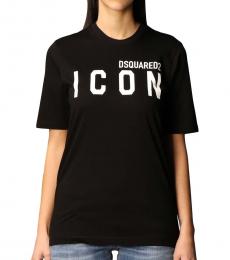 Black Cotton T-Shirt With Icon Logo