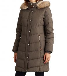 Grey Hooded Down Puffer Jacket