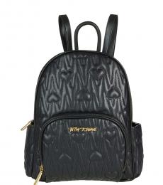 Betsey Johnson Black Dolly Quilted Medium Backpack