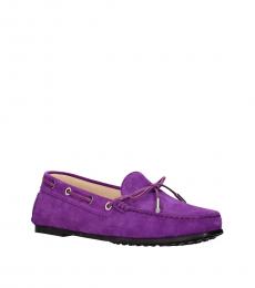 Tod's Violet Lace Bow Loafers