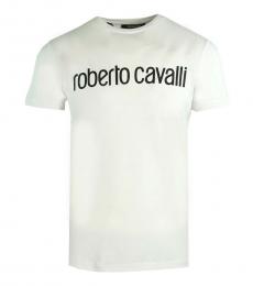 Roberto Cavalli White Logo Graphic T-Shirt