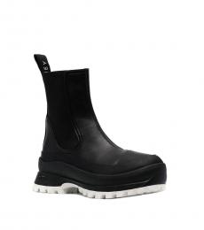 Stella McCartney Black Leather Slip On  Boots
