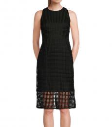 DKNY Black Grid Lace Sheath Dress