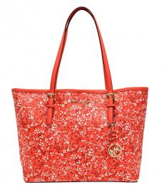 Michael Kors Dark Sangria Jet Set Floral Medium Tote