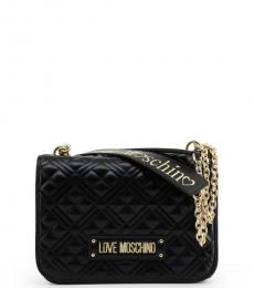 Love Moschino Black Logo Strap Medium Shoulder Bag