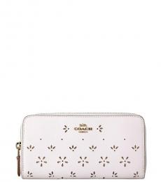 Coach Chalk Perforated Accordion Zip Around Wallet