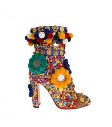 Dolce & Gabbana Red Multi Embellished Boots