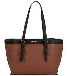 Karl Lagerfeld Luggage Black Two-Tone Large Tote
