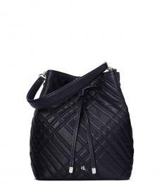 Ralph Lauren Navy Blue Quilted Debby Medium Bucket Bag