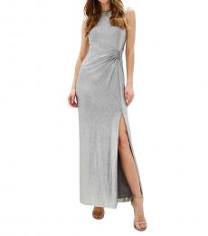 Ralph Lauren Silver Metallic Formal Evening Dress