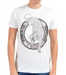 Roberto Cavalli White Graphic Leopard T-Shirt