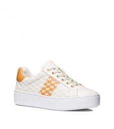 Michael Kors White Orange Poppy Stripe Sneakers