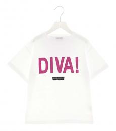 Little Girls White Diva T-shirt