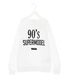 Girls White 90s Supermodel Sweatshirt