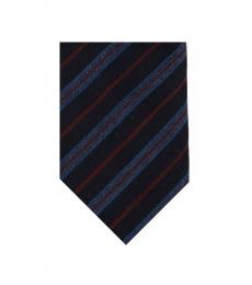 Christian Dior Navy Blue Striped Regimental Skinny Tie