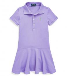 Ralph Lauren Little Girls Hampton Purple Mesh Polo Dress