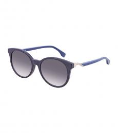 Fendi Blue-Dark Grey Gradient Round Sunglasses