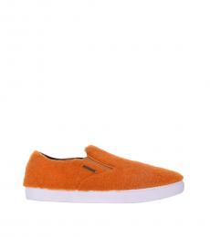 Orange Fur Loafers