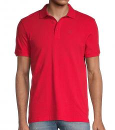 Roberto Cavalli Red Embroidered Knit Polo
