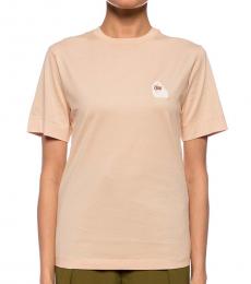 Peach Cotton Crew-Neck T-Shirt