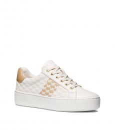 Michael Kors White Brown Poppy Stripe Sneakers