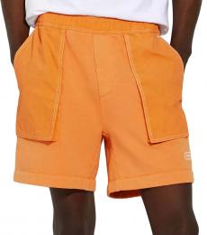 Coach Orange Mixed Material Logo Shorts