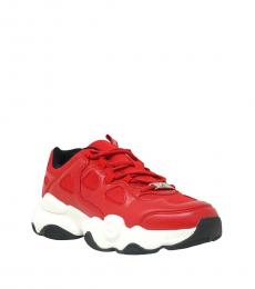 Philipp Plein Red Lace Up Sneakers