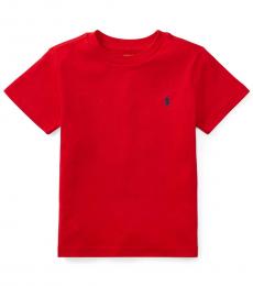 Ralph Lauren Little Boys Red Jersey Crewneck T-Shirt