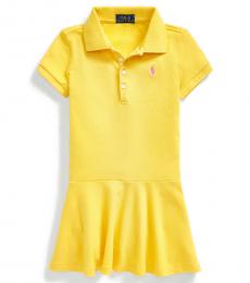 Ralph Lauren Little Girls Signal Yellow Mesh Polo Dress