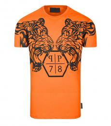 Philipp Plein Orange Logo Graphic T-Shirt