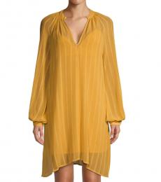 BCBGMaxazria Bright Gold Asymmetrical Mini Shift Dress