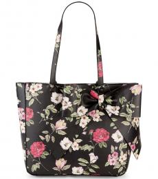 Karl Lagerfeld Black Canelle Floral Bow Large Tote