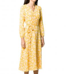 Yellow Faux-Wrap Maxi Dress