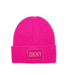 DKNY Fuchsia Logo Beanie Hat