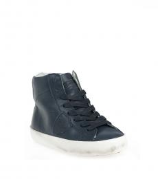 Boys Blue High Leather Sneakers