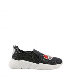 Love Moschino Black Logo Heart Glitter Sneakers
