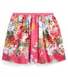 Ralph Lauren Little Girls Pink Floral Sateen Skirt