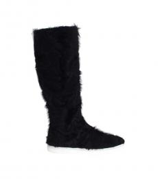 Black Fur Leather Boots