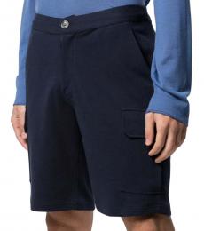 Brunello Cucinelli Navy Blue Cotton Bermuda Shorts
