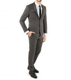 Corneliani Dark Grey Side Vents District Check 2-Button Academy Soft Suit