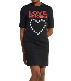 Love Moschino Black Star Logo T-Shirt Dress