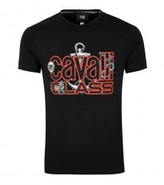 Cavalli Class Black Stretch Callisto Logo T-Shirt