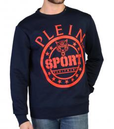Philipp Plein Navy Blue Front Logo Sweatshirt
