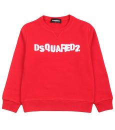 Dsquared2 Boys Red Crewneck Logo Sweatshirt