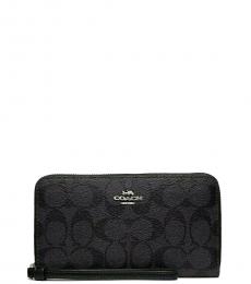 Coach Smoke Black Siganture Phone Wallet
