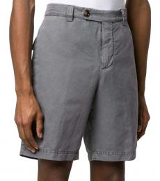 Brunello Cucinelli Grey Crinkled Effect Bermuda